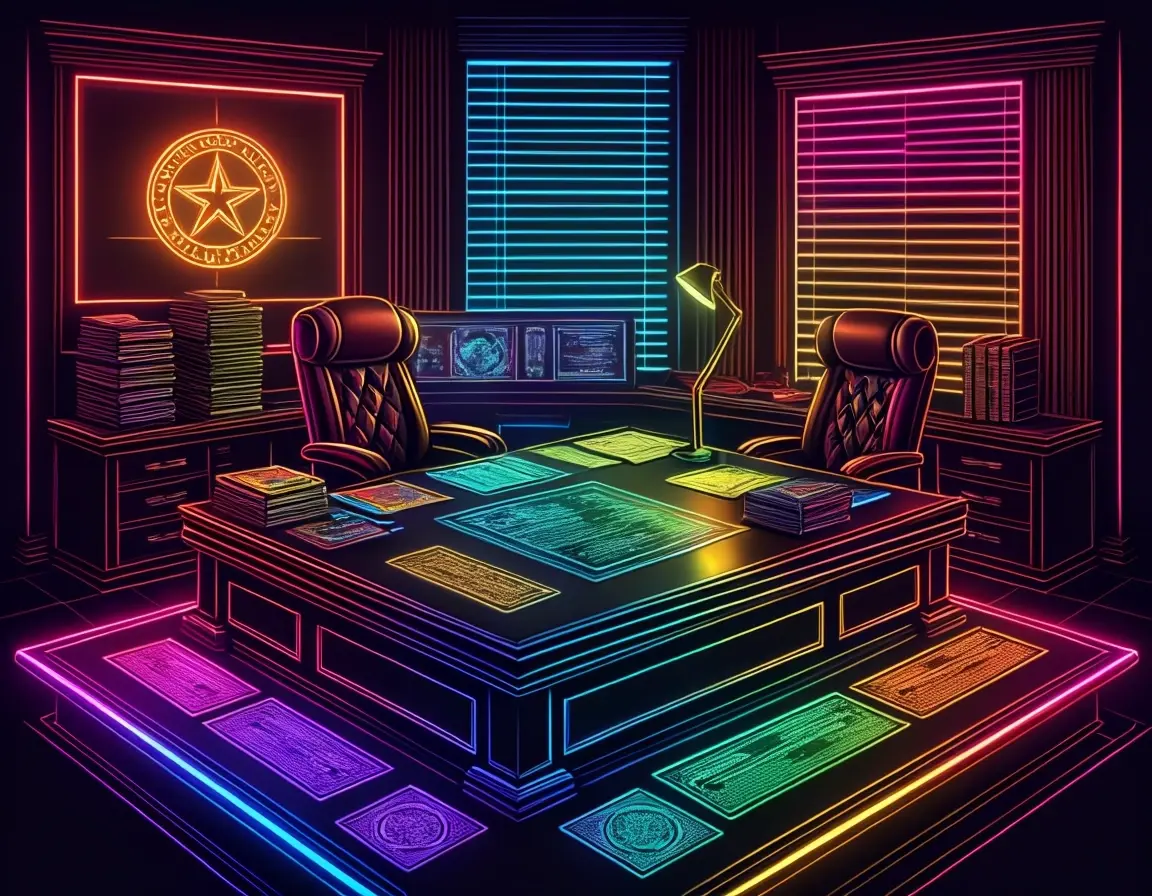 Professional gaming license consultant reviewing documents with USA map in modern office